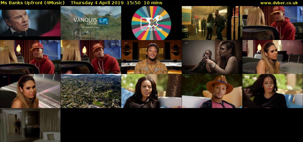 Ms Banks Upfront (4Music) Thursday 4 April 2019 15:50 - 16:00