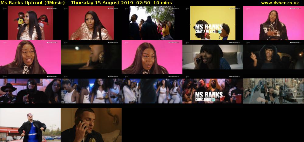 Ms Banks Upfront (4Music) Thursday 15 August 2019 02:50 - 03:00