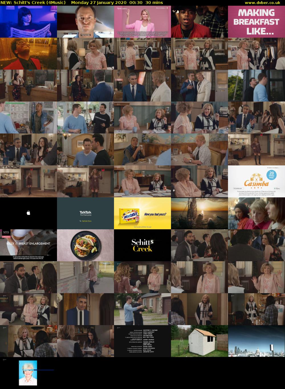NEW: Schitt's Creek (4Music) Monday 27 January 2020 00:30 - 01:00