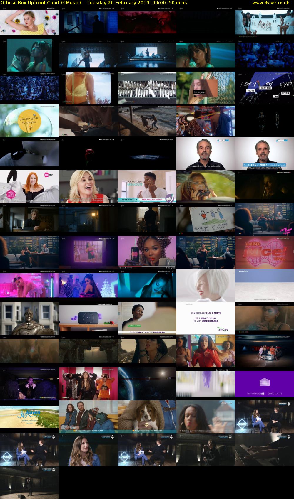 Official Box Upfront Chart (4Music) Tuesday 26 February 2019 09:00 - 09:50