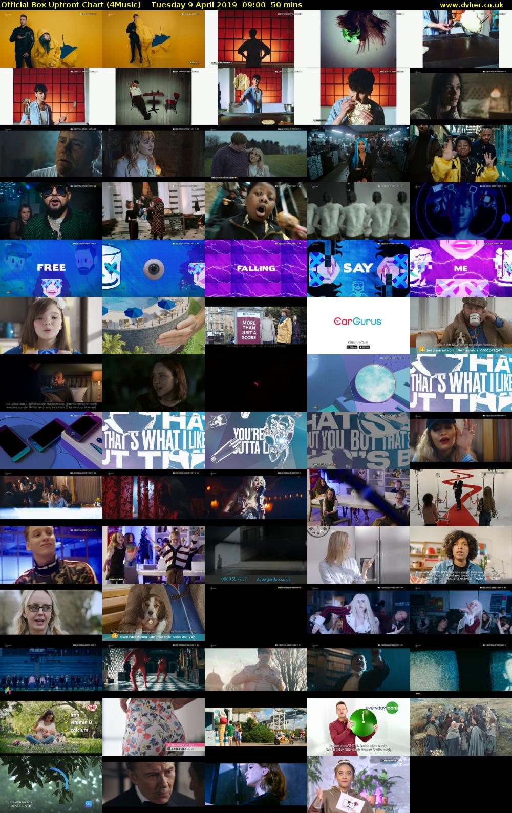 Official Box Upfront Chart (4Music) Tuesday 9 April 2019 09:00 - 09:50
