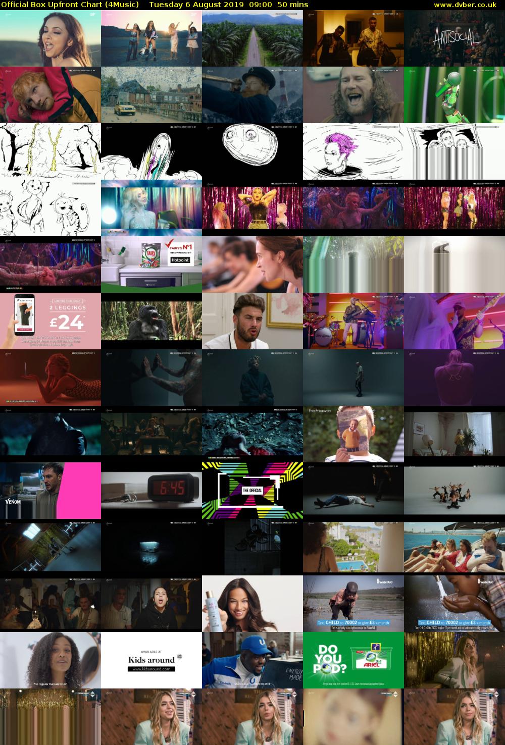 Official Box Upfront Chart (4Music) Tuesday 6 August 2019 09:00 - 09:50