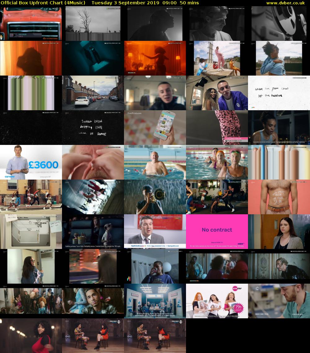Official Box Upfront Chart (4Music) Tuesday 3 September 2019 09:00 - 09:50