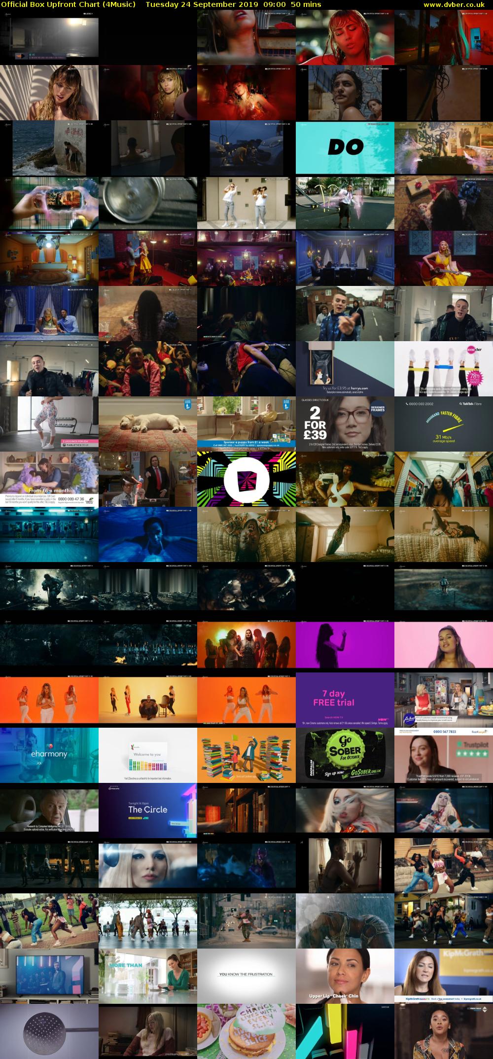 Official Box Upfront Chart (4Music) Tuesday 24 September 2019 09:00 - 09:50