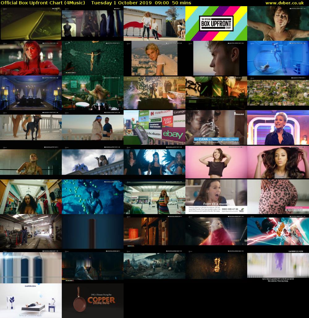 Official Box Upfront Chart (4Music) Tuesday 1 October 2019 09:00 - 09:50