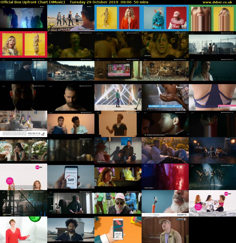 Official Box Upfront Chart (4Music) Tuesday 29 October 2019 09:00 - 09:50