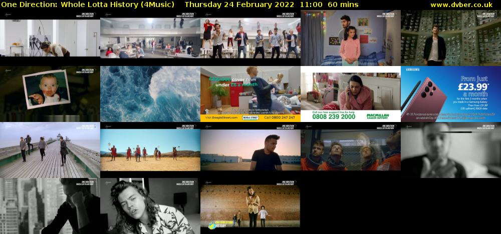 One Direction: Whole Lotta History (4Music) Thursday 24 February 2022 11:00 - 12:00