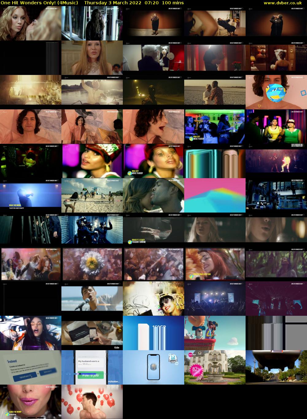 One Hit Wonders Only! (4Music) Thursday 3 March 2022 07:20 - 09:00