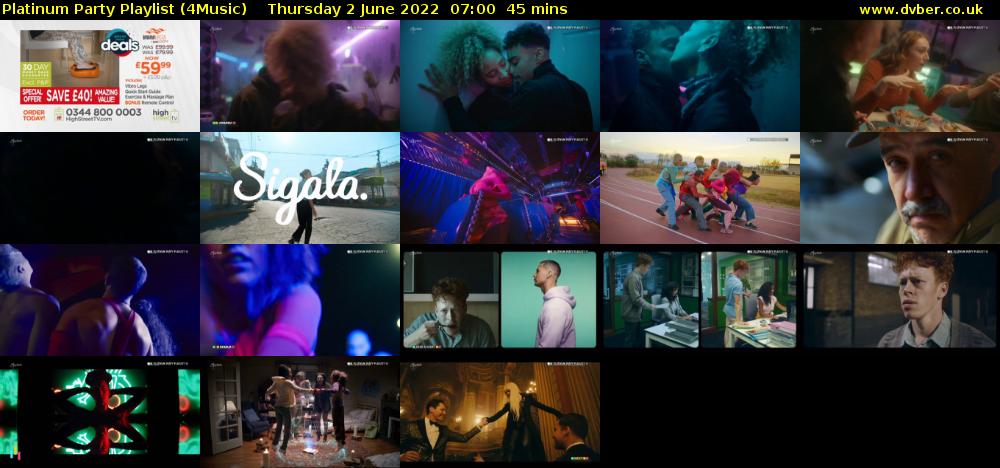Platinum Party Playlist (4Music) Thursday 2 June 2022 07:00 - 07:45