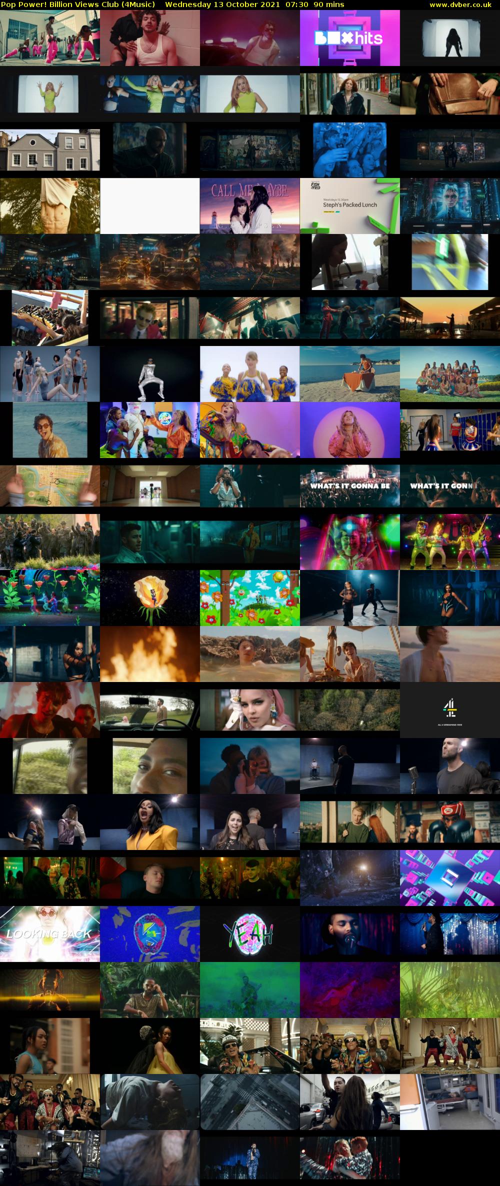 Pop Power! Billion Views Club (4Music) Wednesday 13 October 2021 07:30 - 09:00