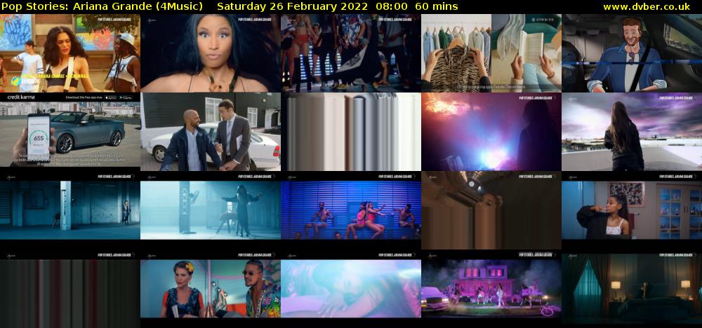 Pop Stories: Ariana Grande (4Music) Saturday 26 February 2022 08:00 - 09:00