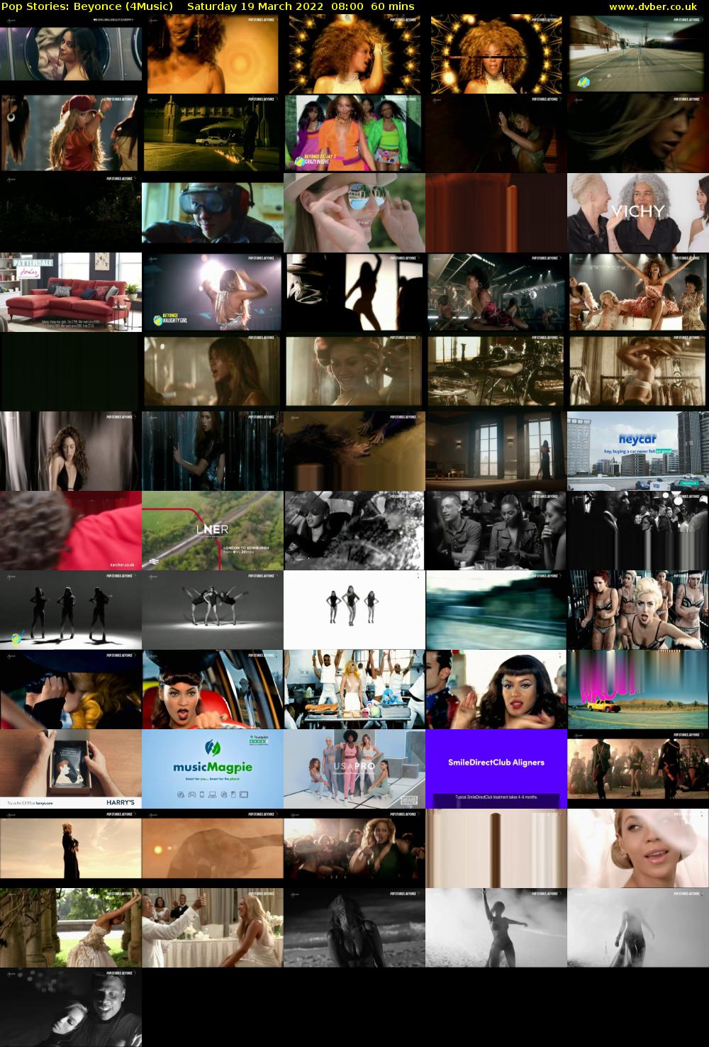 Pop Stories: Beyonce (4Music) Saturday 19 March 2022 08:00 - 09:00