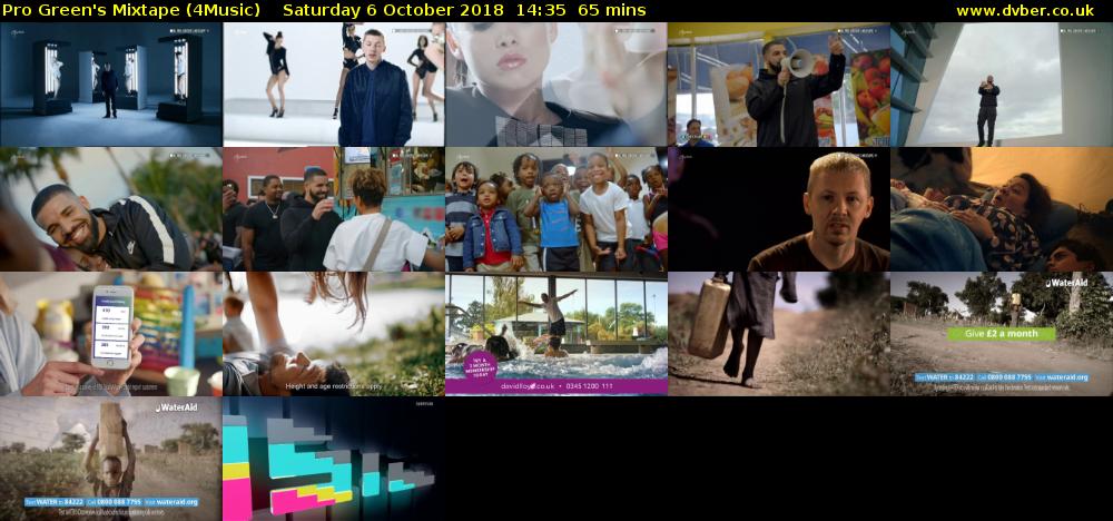 Pro Green's Mixtape (4Music) Saturday 6 October 2018 14:35 - 15:40