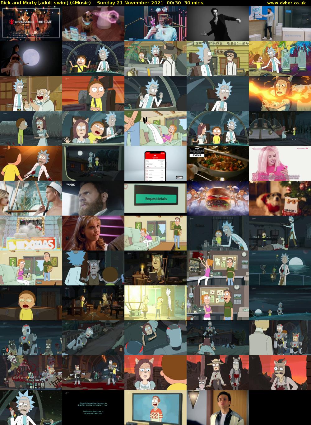 Rick and Morty [adult swim] (4Music) Sunday 21 November 2021 00:30 - 01:00