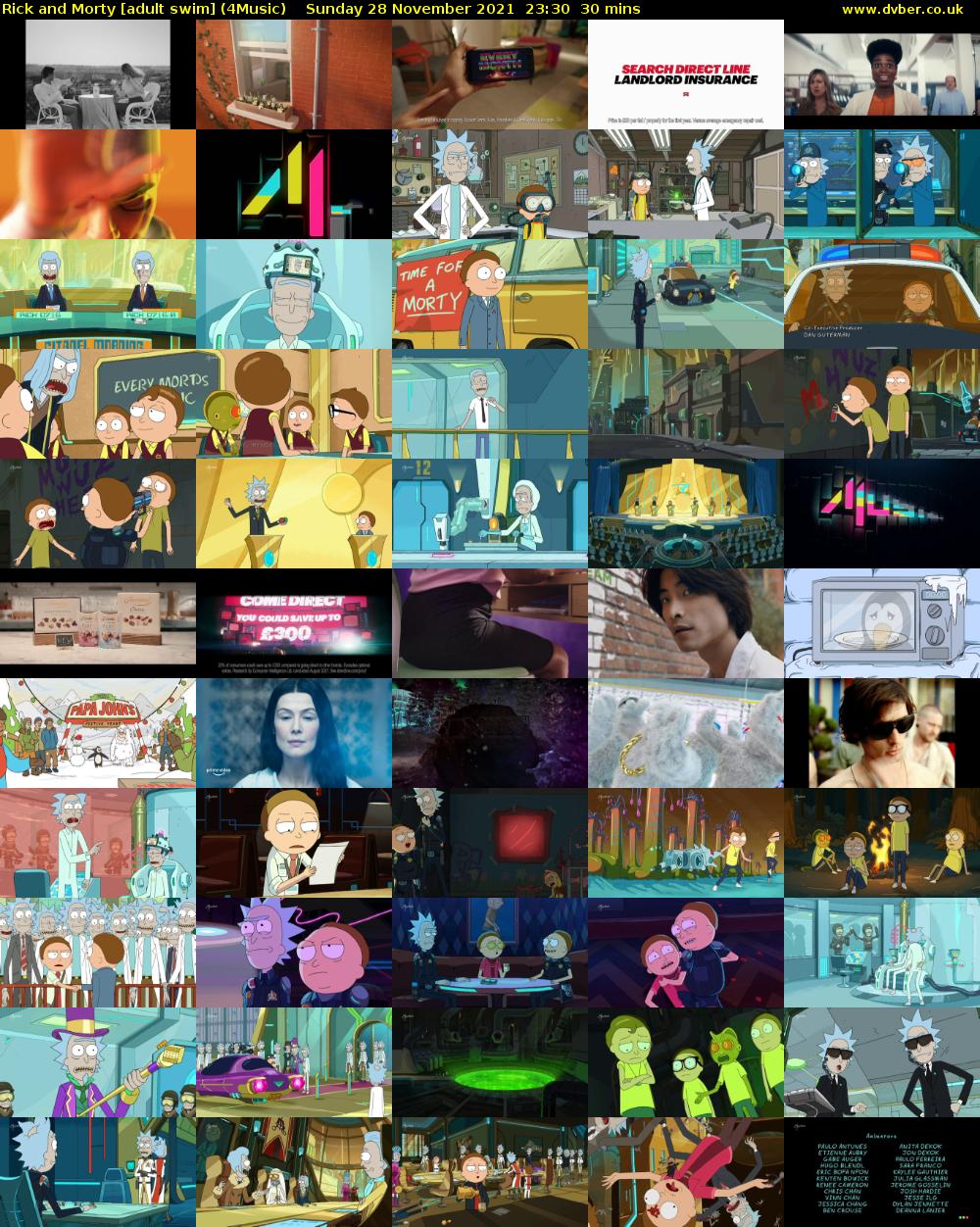 Rick and Morty [adult swim] (4Music) Sunday 28 November 2021 23:30 - 00:00