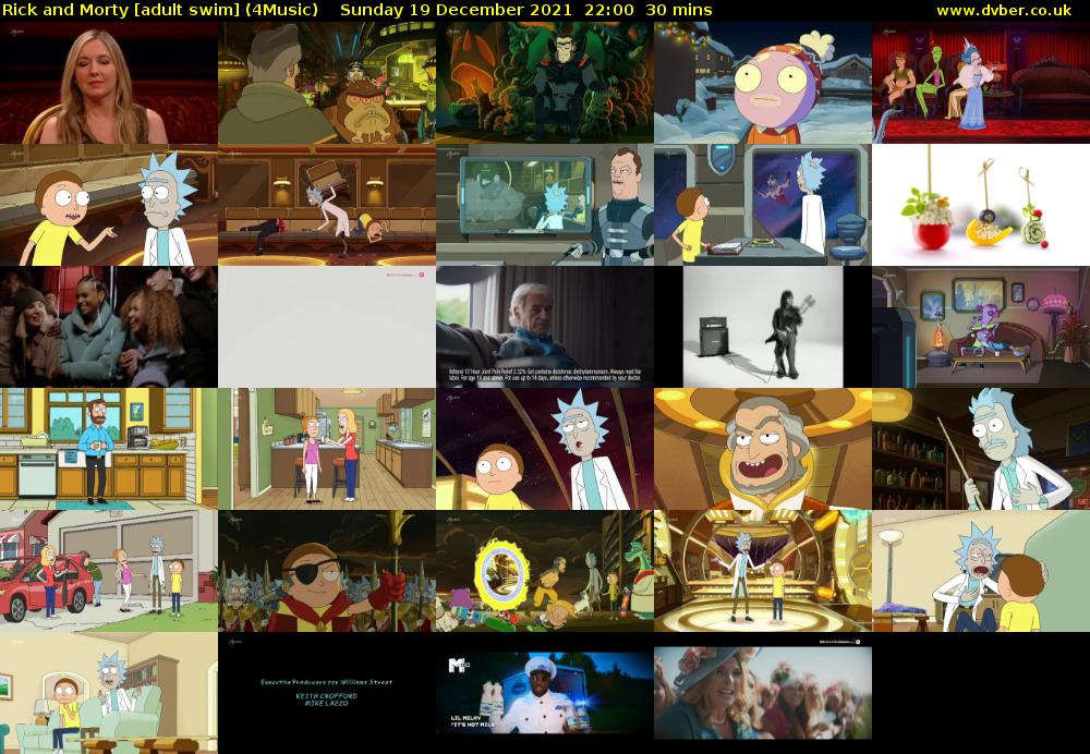 Rick and Morty [adult swim] (4Music) Sunday 19 December 2021 22:00 - 22:30