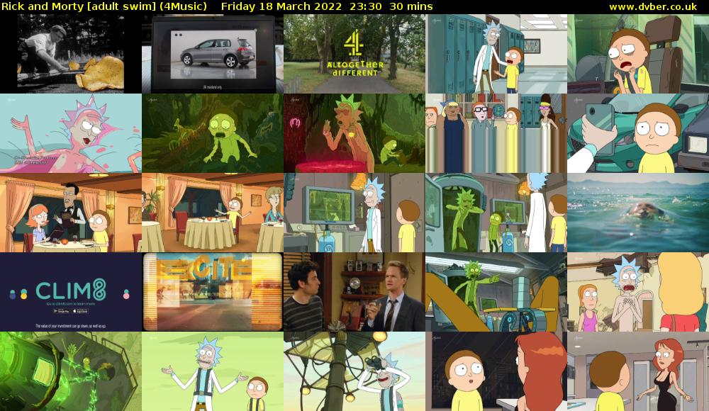 Rick and Morty [adult swim] (4Music) Friday 18 March 2022 23:30 - 00:00