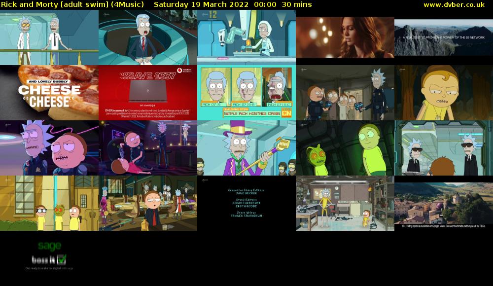 Rick and Morty [adult swim] (4Music) Saturday 19 March 2022 00:00 - 00:30