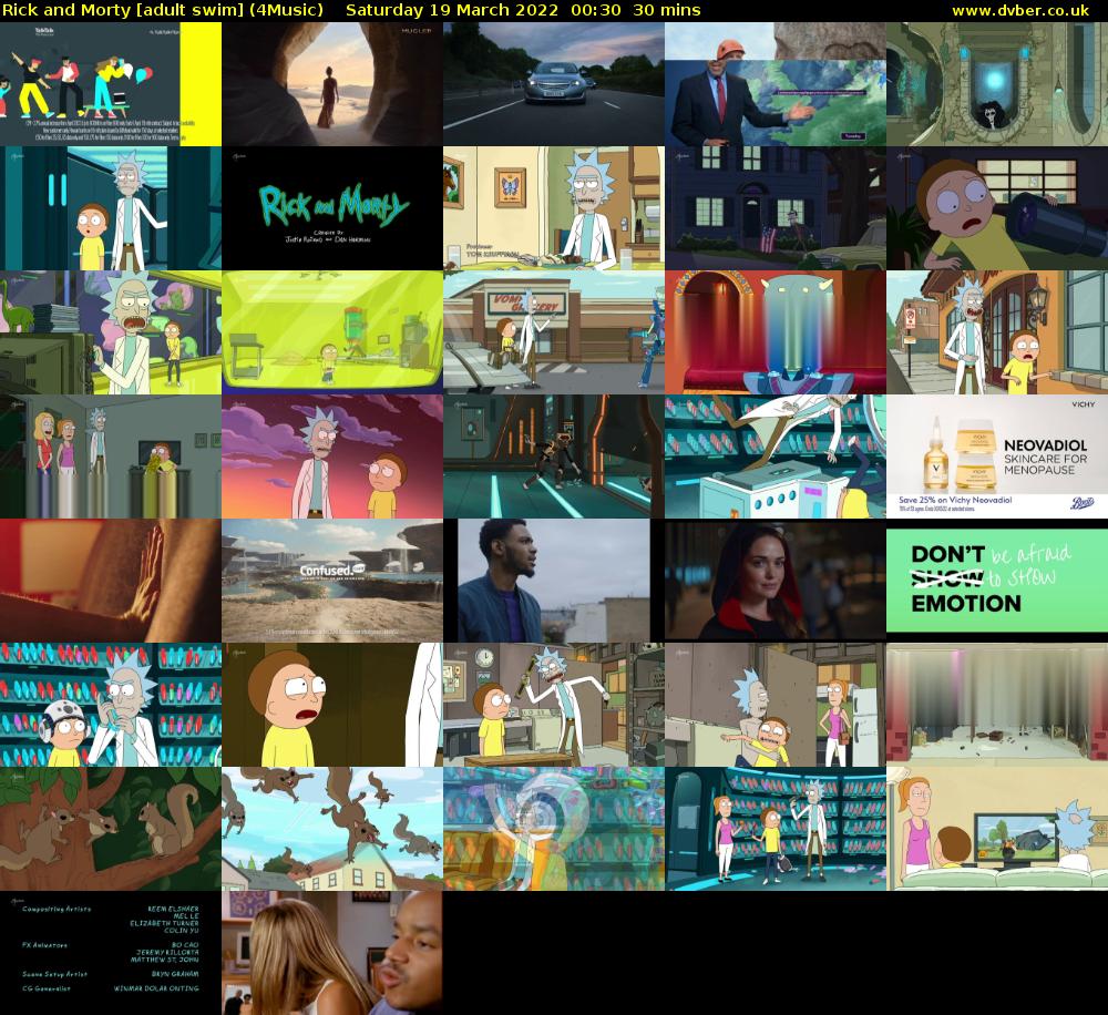 Rick and Morty [adult swim] (4Music) Saturday 19 March 2022 00:30 - 01:00