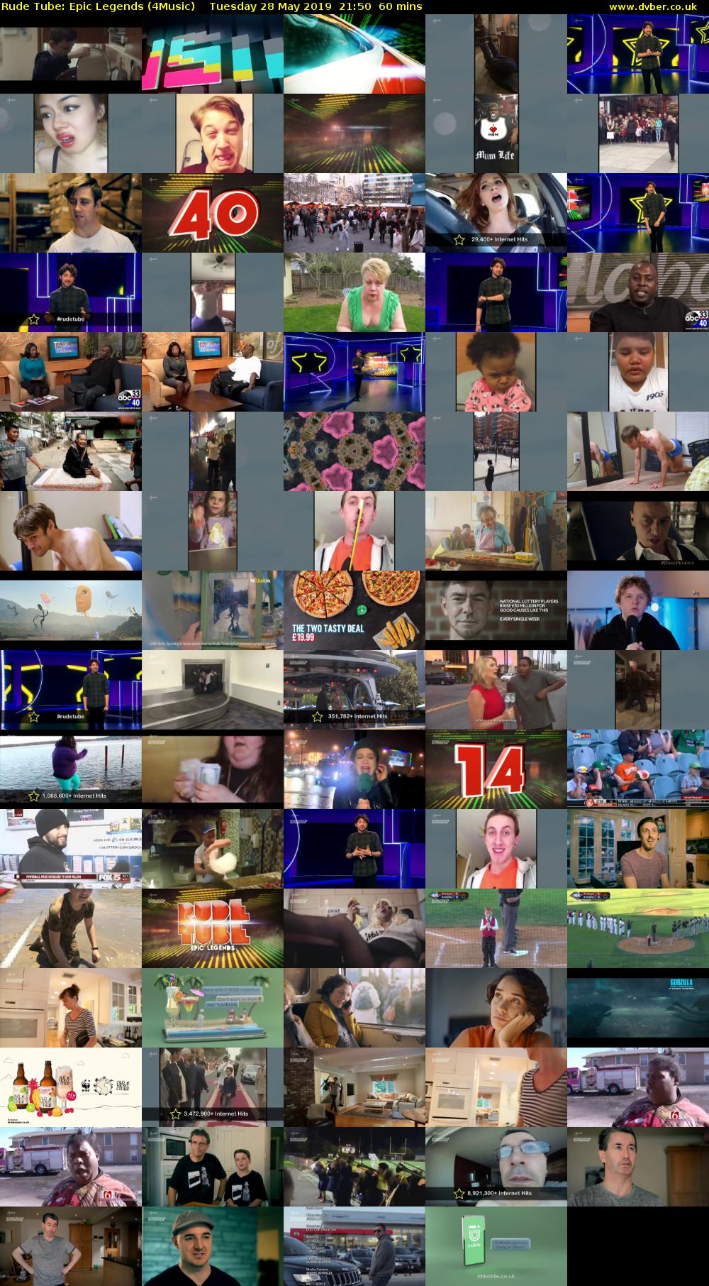Rude Tube: Epic Legends (4Music) Tuesday 28 May 2019 21:50 - 22:50