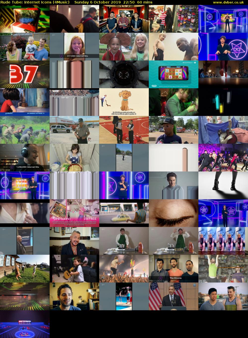 Rude Tube: Internet Icons (4Music) Sunday 6 October 2019 22:50 - 23:50