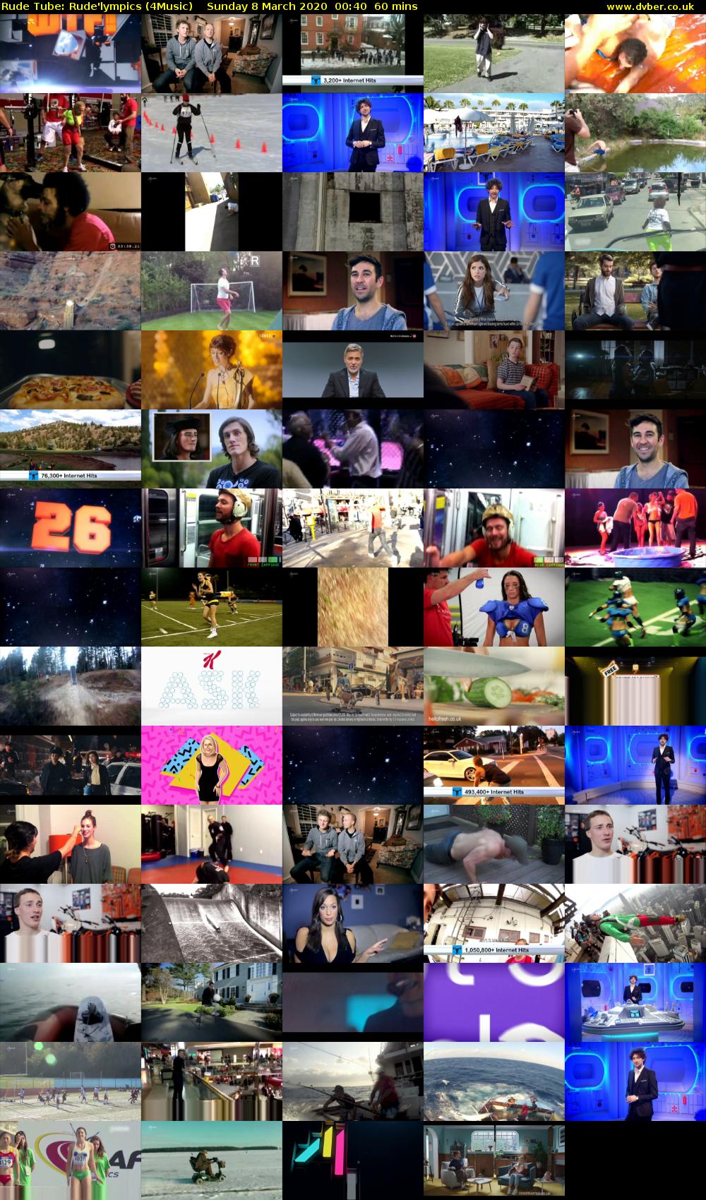 Rude Tube: Rude'lympics (4Music) Sunday 8 March 2020 00:40 - 01:40