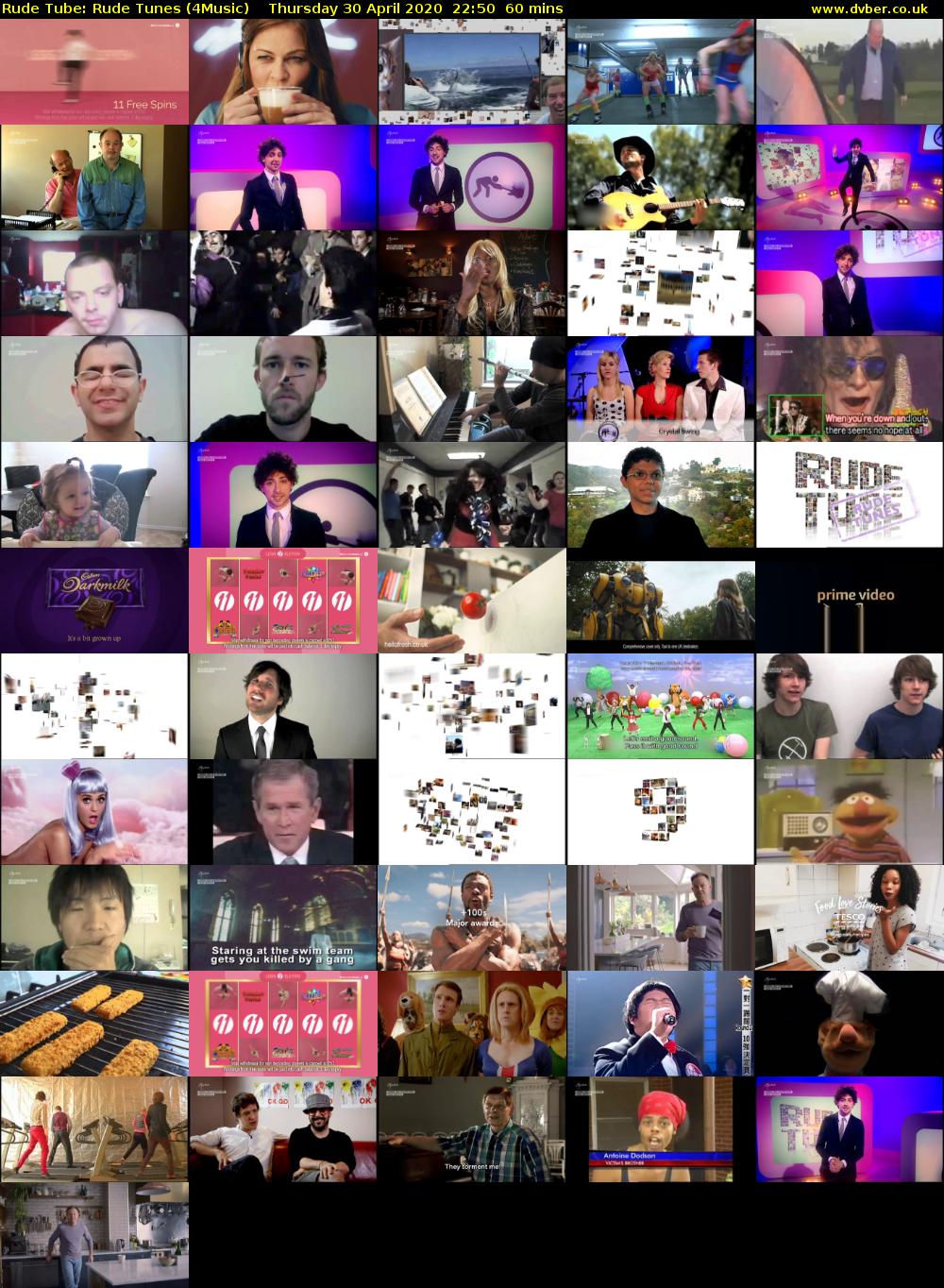 Rude Tube: Rude Tunes (4Music) Thursday 30 April 2020 22:50 - 23:50