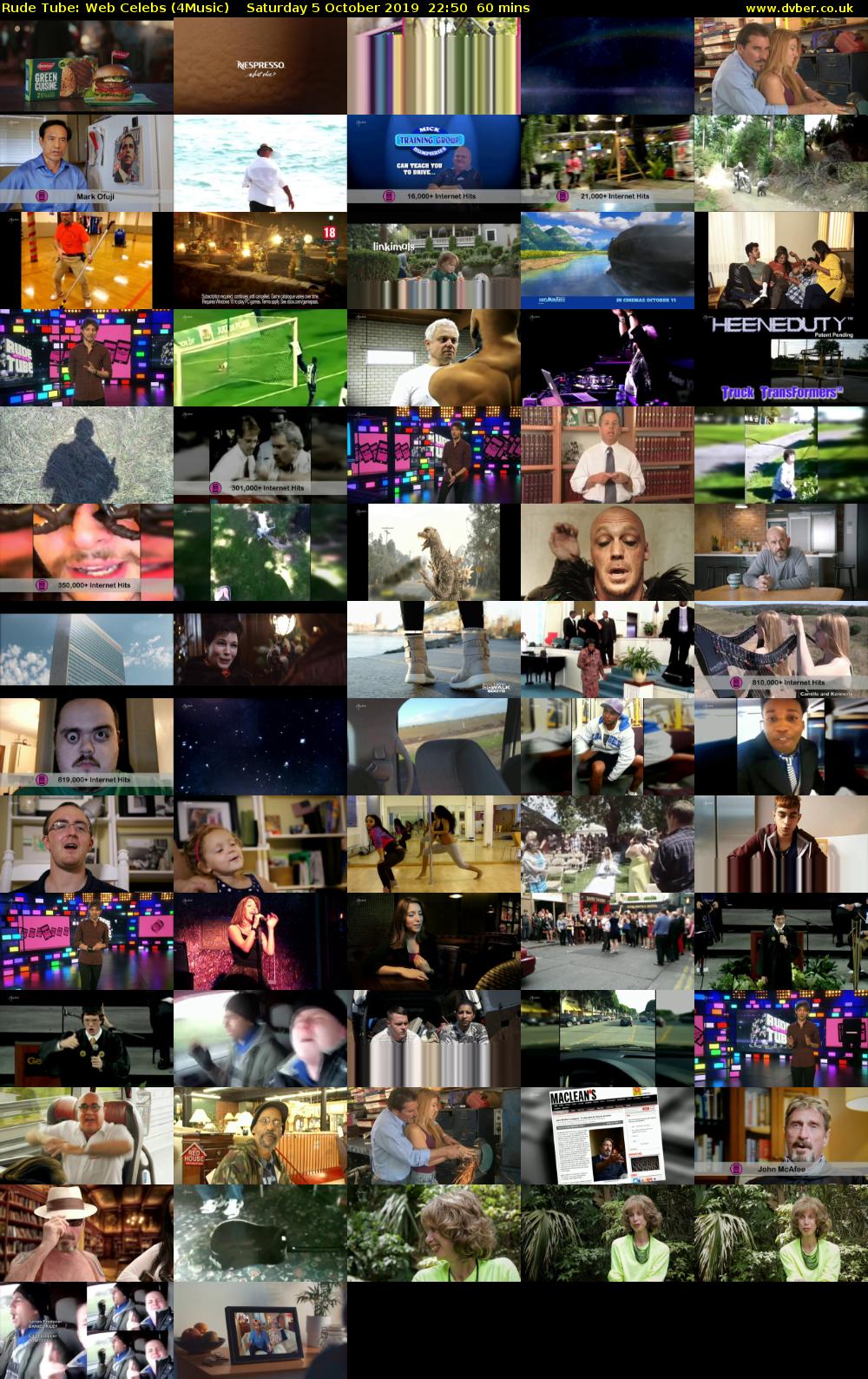 Rude Tube: Web Celebs (4Music) Saturday 5 October 2019 22:50 - 23:50