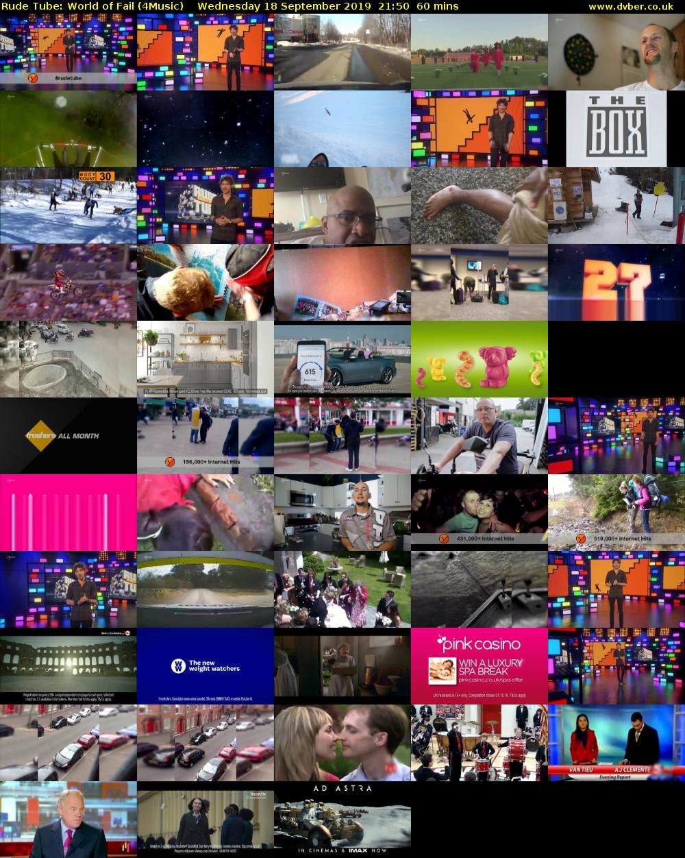 Rude Tube: World of Fail (4Music) Wednesday 18 September 2019 21:50 - 22:50