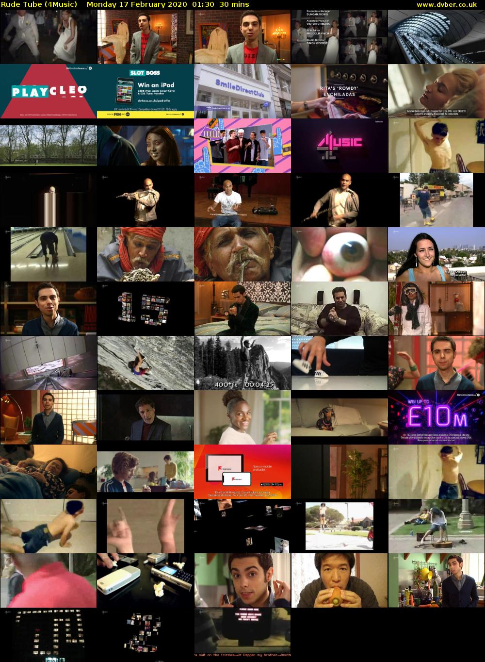 Rude Tube (4Music) Monday 17 February 2020 01:30 - 02:00