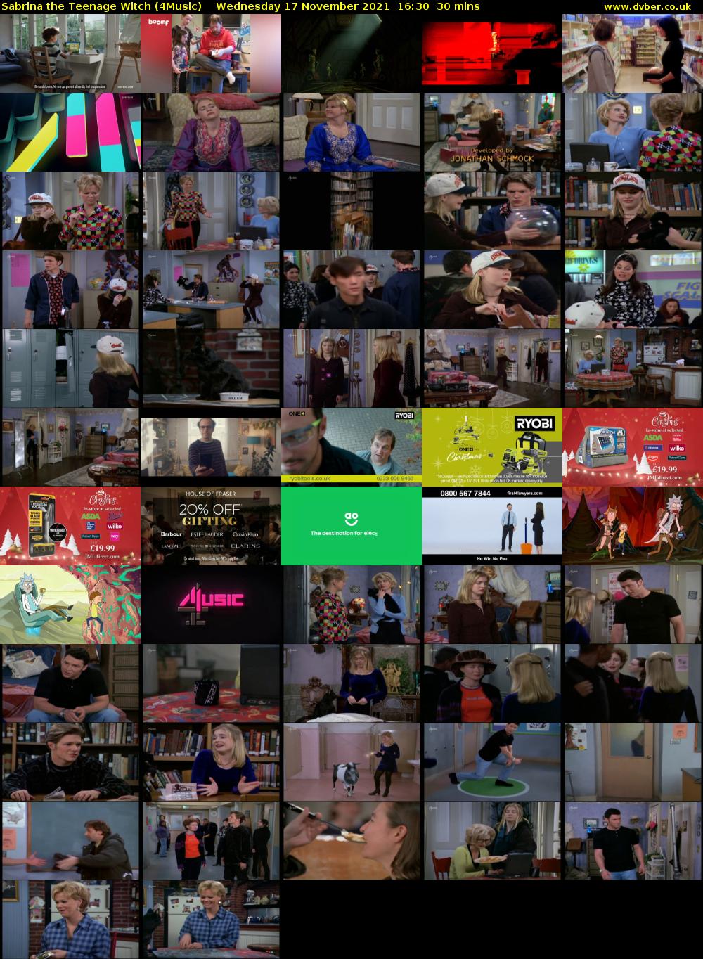 Sabrina The Teenage Witch (4Music) Wednesday 17 November 2021 16:30 - 17:00