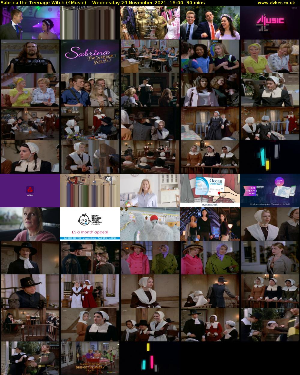 Sabrina The Teenage Witch (4Music) Wednesday 24 November 2021 16:00 - 16:30