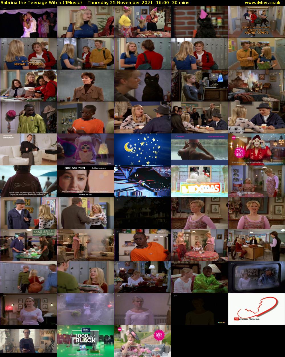 Sabrina The Teenage Witch (4Music) Thursday 25 November 2021 16:00 - 16:30