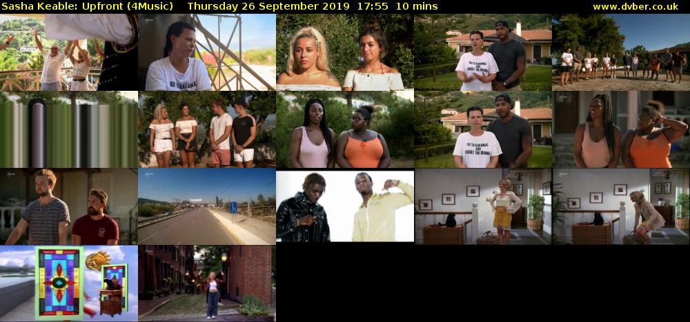 Sasha Keable: Upfront (4Music) Thursday 26 September 2019 17:55 - 18:05