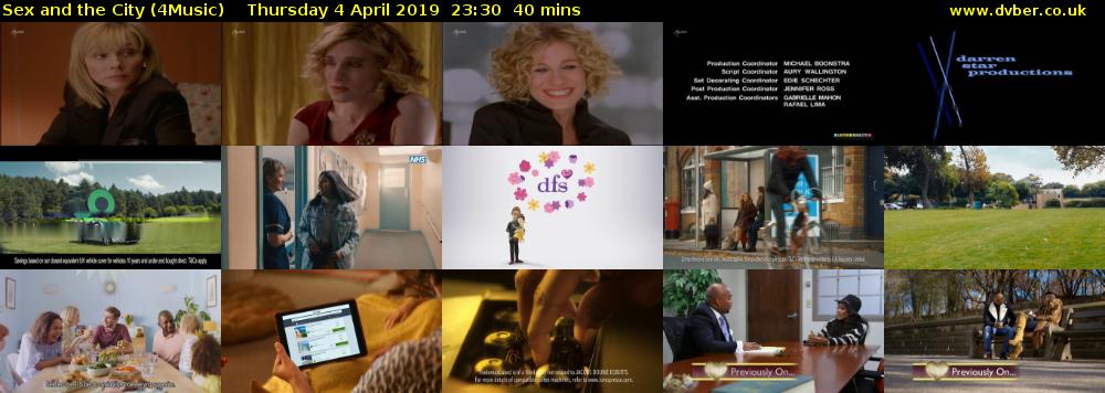 Sex and the City (4Music) Thursday 4 April 2019 23:30 - 00:10