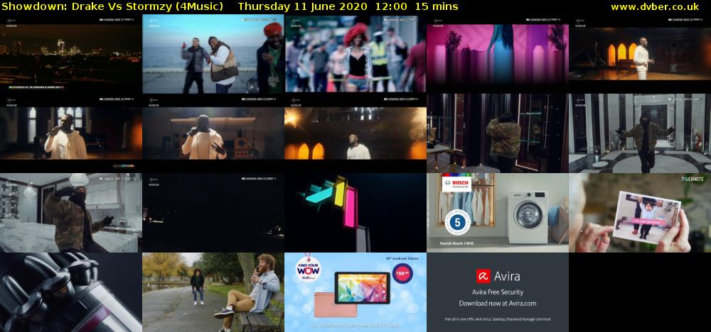 Showdown: Drake Vs Stormzy (4Music) Thursday 11 June 2020 12:00 - 12:15