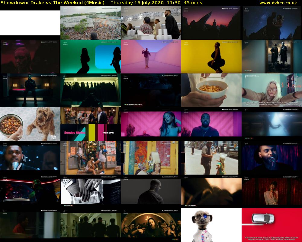 Showdown: Drake vs The Weeknd (4Music) Thursday 16 July 2020 11:30 - 12:15