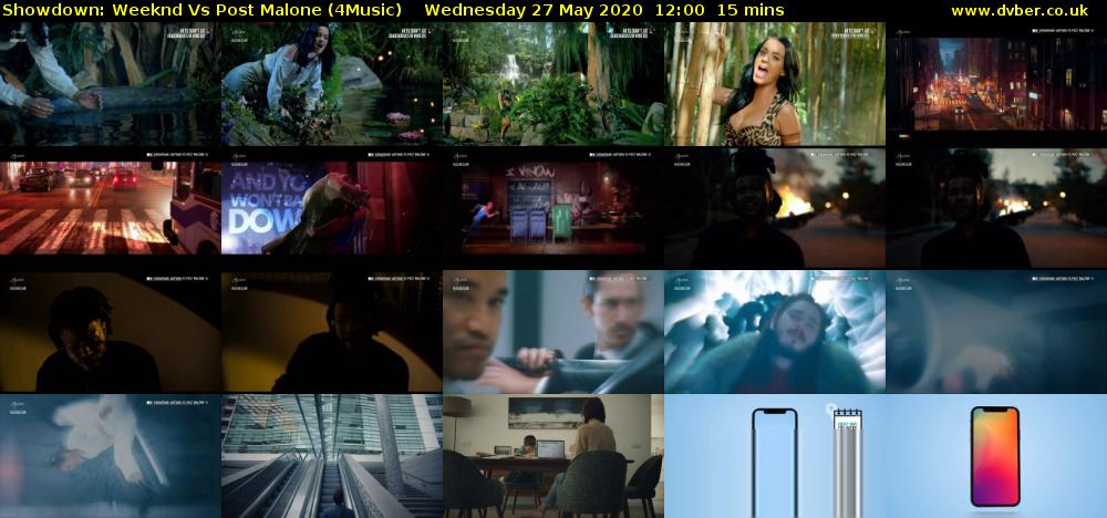 Showdown: Weeknd Vs Post Malone (4Music) Wednesday 27 May 2020 12:00 - 12:15