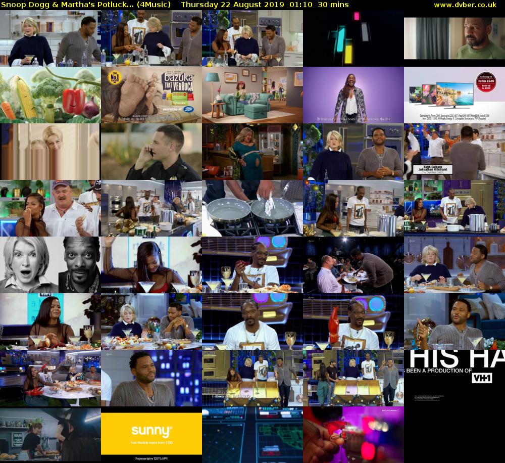 Snoop Dogg & Martha's Potluck... (4Music) Thursday 22 August 2019 01:10 - 01:40