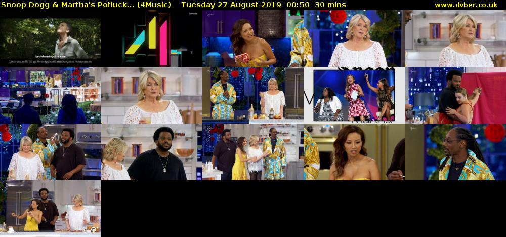 Snoop Dogg & Martha's Potluck... (4Music) Tuesday 27 August 2019 00:50 - 01:20