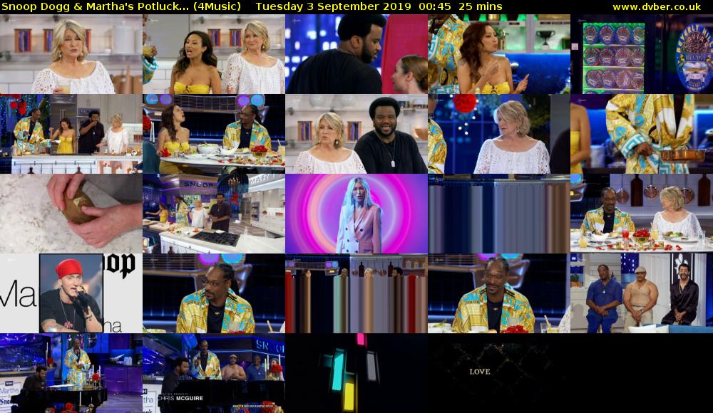 Snoop Dogg & Martha's Potluck... (4Music) Tuesday 3 September 2019 00:45 - 01:10