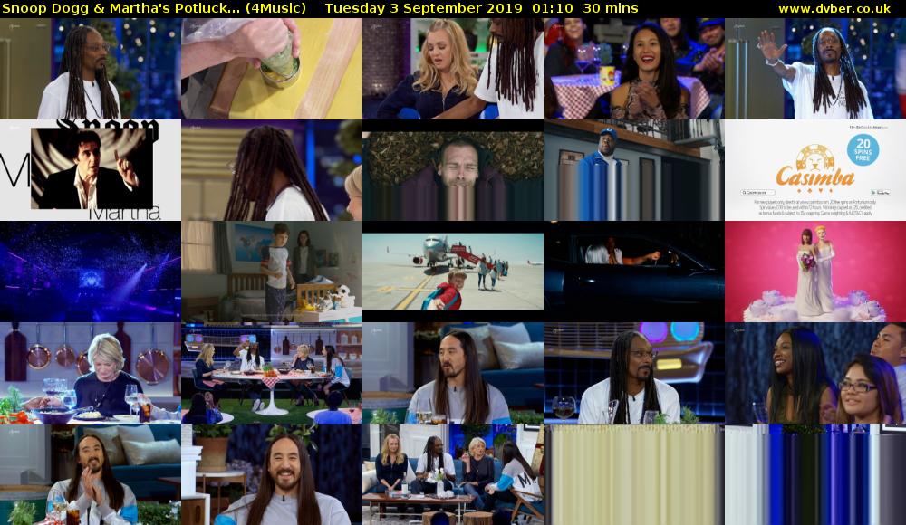 Snoop Dogg & Martha's Potluck... (4Music) Tuesday 3 September 2019 01:10 - 01:40