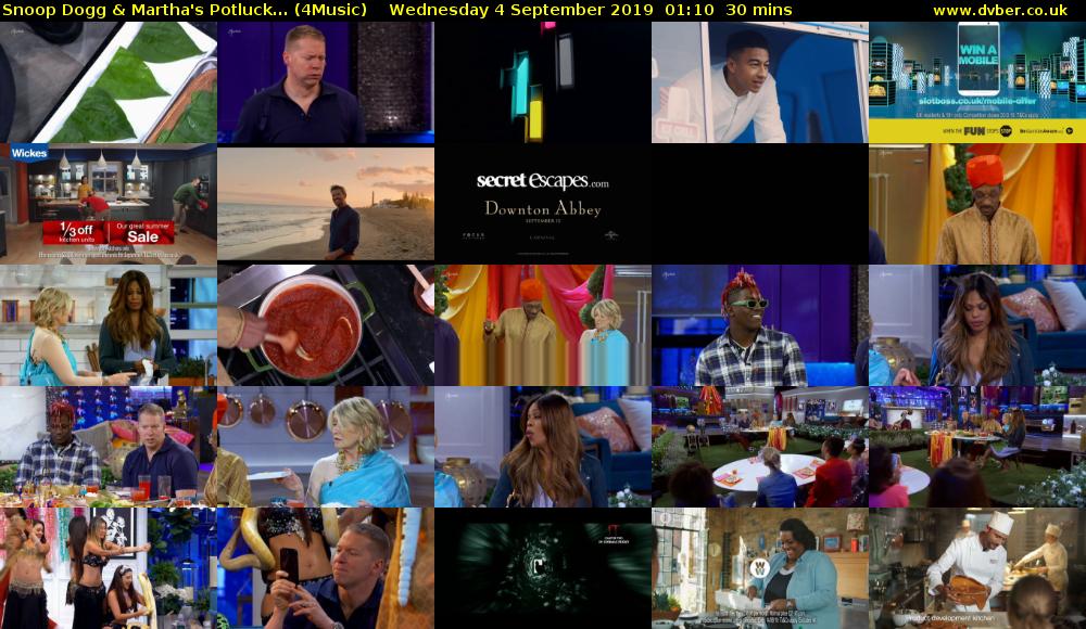 Snoop Dogg & Martha's Potluck... (4Music) Wednesday 4 September 2019 01:10 - 01:40