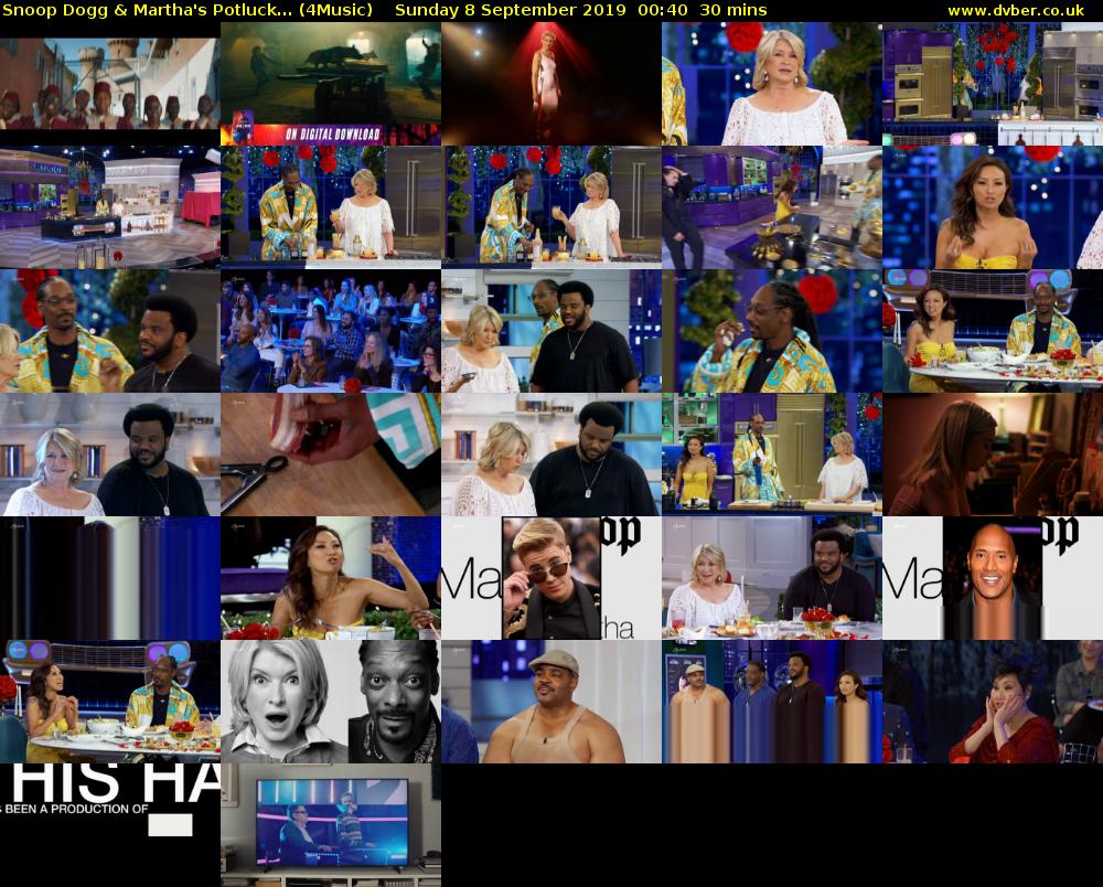 Snoop Dogg & Martha's Potluck... (4Music) Sunday 8 September 2019 00:40 - 01:10