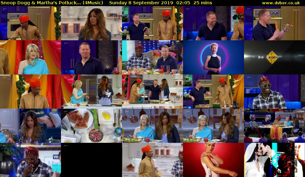 Snoop Dogg & Martha's Potluck... (4Music) Sunday 8 September 2019 02:05 - 02:30