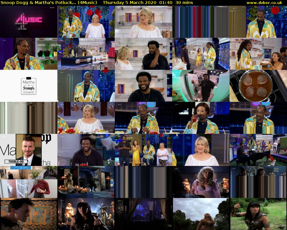 Snoop Dogg & Martha's Potluck... (4Music) Thursday 5 March 2020 01:40 - 02:10