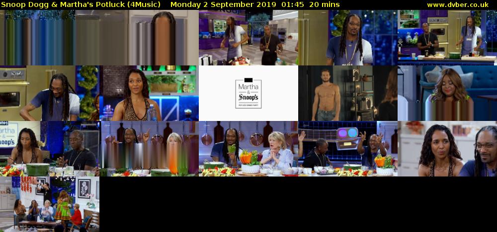 Snoop Dogg & Martha's Potluck (4Music) Monday 2 September 2019 01:45 - 02:05