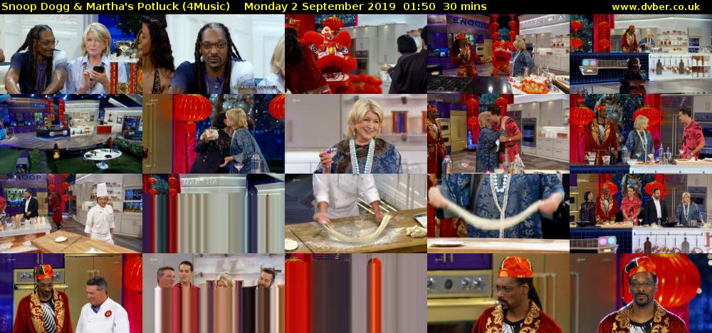 Snoop Dogg & Martha's Potluck (4Music) Monday 2 September 2019 01:50 - 02:20