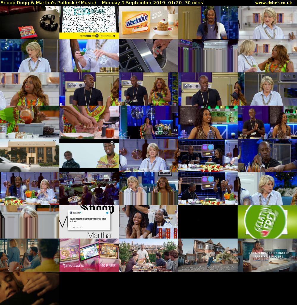 Snoop Dogg & Martha's Potluck (4Music) Monday 9 September 2019 01:20 - 01:50