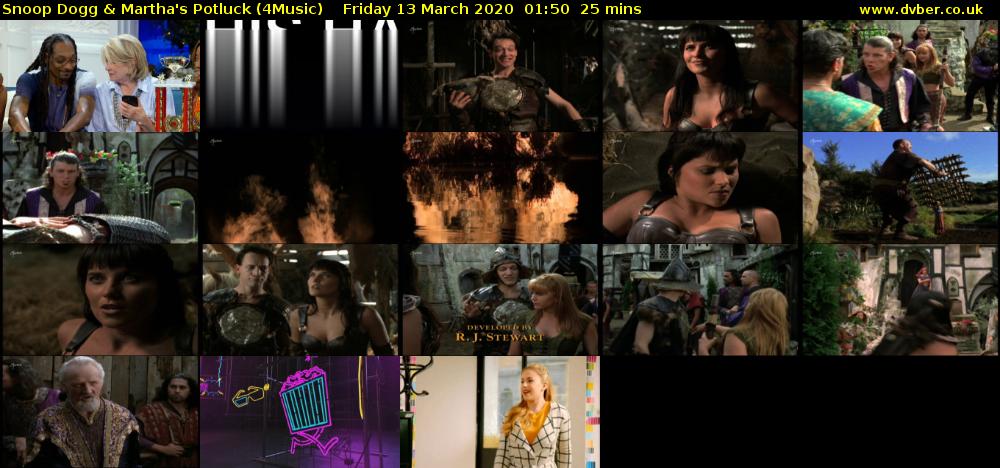 Snoop Dogg & Martha's Potluck (4Music) Friday 13 March 2020 01:50 - 02:15